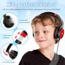 ADOOPE Kids Headphones with Safe 85dB/94dB Volume Limiter for Teen and Boys, Foldable HD Stereo Sound Headset for Kindle Kids/fire Tablet/iPad/Laptop, Headphones with Microphone (Black-Red)