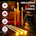 Baquler 100 Pcs Flameless Taper Candles LED Taper Candles Flickering Bulk Ivory LED Candlestick for Halloween Christmas Wedding Church Easter Party Decor Table Centerpiece, 8.5 in, No Batteries