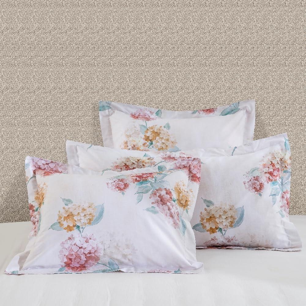 DAUAOTO Standard Size 100% Cotton Shams, Pillowcases 2 Pieces Set 20"x26", Floral Pattern, Hydrangea Blush