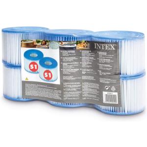 Intex 29011E PureSpa Type S1 Heavy Duty Easy Set Dacron Paper Hot Tub Spa Filter Replacement Cartridge for Various PureSpa Models, 6 Pack