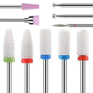 Nail Drill Bits Set 10Pcs- 3/32 Ceramic Nail Drill Bits for Acrylic Gel Nails Professional Efile Nail Drill Bits Cuticle Remover Diamond Bits for Nails Manicure Pedicure