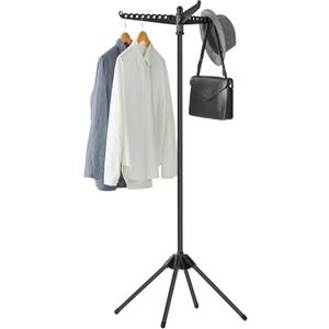 SONGMICS Clothes Drying Rack, 59-Inch Folding Laundry Drying Rack with 3 Rotatable Arms for Hangers, 4 Legs, Stainless Steel, for 27 Pieces of Clothes, Black ULLR510B01