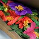 Hotop 36 Pcs Light up Hawaiian Flower Centerpieces for Tables Hibiscus Bouquet Palm Leaves and Light Up Centerpieces for Tables