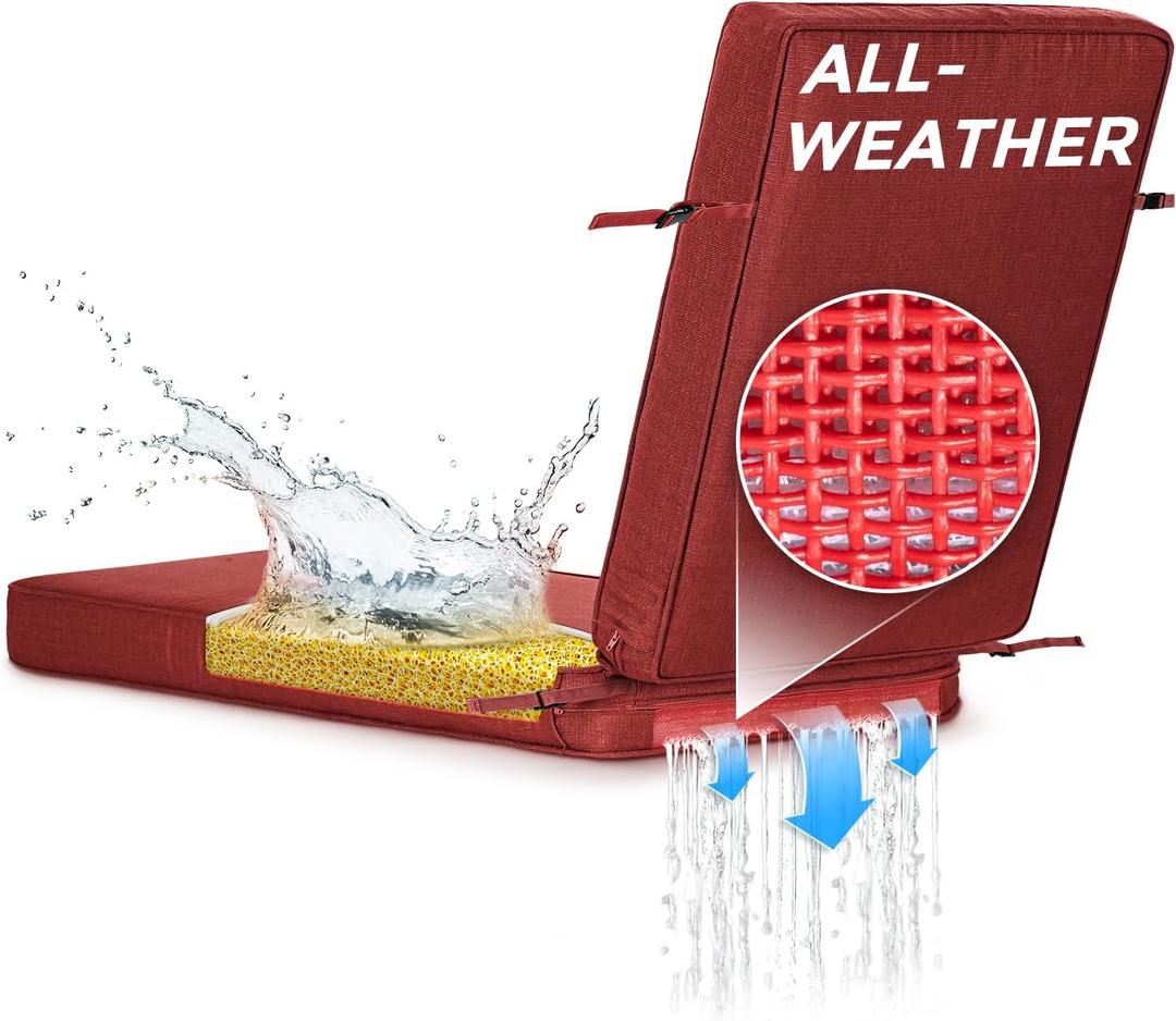 SUNROX All-Weather DryFast Foam Lounge Chair Cushion, FadeShield Water Resistant Chaise Lounge Cushions for Outdoor Patio Furniture with Adjustable Buckle Ties, 73x22 Inch, Burgundy SUNROX All-Weather DryFast Foam Lounge Chair Cushion, FadeShield Water Resistant Chaise Lounge Cushions for Outdoor Patio Furniture with Adjustable Buckle Ties, 73x22 Inch, Burgundy
