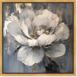 Art Remedy Ivory Incarnation II Canvas Luxe Flower Art, Gold Frame, 40 x 40