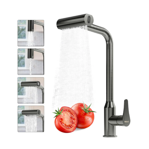 VallisCo Waterfall Kitchen Faucet with Pull Down Sprayer, 4 Modes Function, Single Handle, 360 Rotatable, Easy Installation Commercial Modern Sink Faucet