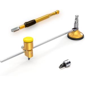 B BLOOMOAK Heavy Duty Circular Glass Cutter with Round Knob Handle and Suction Cup Adjustable Diamond Glass Cutter Tool Set 24" with Extra Blade (60cm)