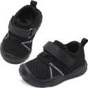 FEETCITY Toddler Sneakers Wide Toddler Shoes Boys Girls Tennis Shoes Sports Running Walking Sneakers (Black)