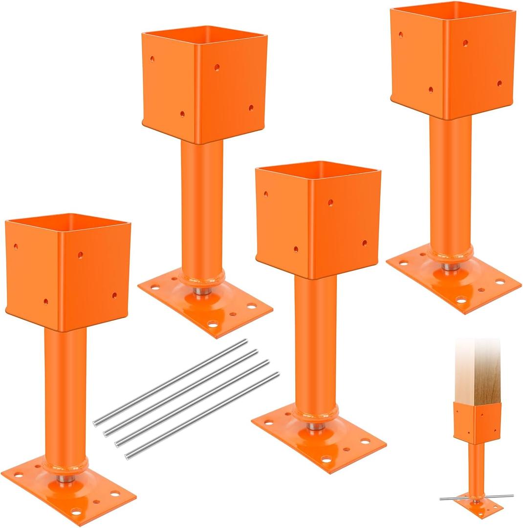 4 Pack 4" x 4" Screw Jack Post, 13.2" - 18.7" Adjustable Shore Jack, 24000 lbs Max Load Capacity, Temporary Adjustable House Jacks for Leveling Floor Crawlspace Basement Shore Beams