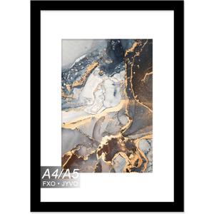 A4 Frame, Display Picture A5 with Mat or Without Mat, Light Weight and High Transparent Photo 8.3 x 11.7 Frame for Wall - 1 Pack/Black