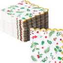 100 PK Christmas Large Dinner Size Napkins Paper - 3-ply Christmas Guest Napkins 6.5x6.5 Inch Disposable Party Napkins for Christimas Decorations Table Dcor Party Supplies