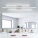 55 Inches Nickel LED Modern Bathroom Vanity Light Fixtures Dimmable 5CCT Vanity Light Bar Over Mirror 3-Light Wall Light for Bathroom Over Mirror Picture Light