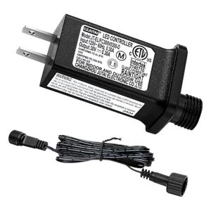 30V 0.3A Class 2 Power Supply Replacement LED Transformer IP44 LED Light Controller Low Voltage Transformer for Christmas String Light Inflatable Device (30V9W 8Modes 1PC)