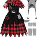 ReliBeauty Girls Werewolf Costume, Werewolf Costumes Kids for Halloween, 150 Red