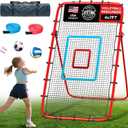 Volleyball Rebounder Net 7x4 Ft, 5-Angle Adjustable Rebounder Net for Practicing Digging, Setting, Spiking, Bounce Back Training Equipment with 2 Target Stripes & Portable Travel Bag for Storage