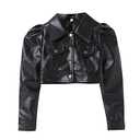 WASAIGOOD Toddler Girls Motorcycle Jackets PU Faux Leather Coat Turn-Down Collar Long Sleeve Crop Tops Outerwear Coats (black,4-5 years) 110