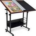 Becko US 1500 Piece Tilting Puzzle Table with Cover Mat, Puzzle Board with 5 Tilt Angle & Height Adjustment, Portable & Movable Tables with Legs & Storage for Adults, for 1500 Piece Jigsaw Puzzles