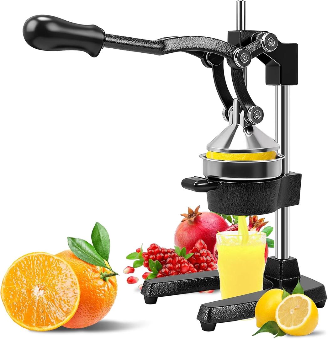 Hand Press Juicer Machine, Commercial Heavy Duty Cast Iron manual Press, for Orange Juice Lime Lemon Pomegranate, Easy to Use & Clean