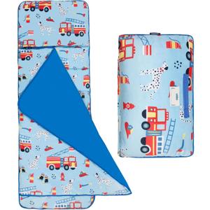 Wildkin Kids Plush Nap Mat  Soft, Cozy, Convenient for Daycare & Preschool (Firefighters)