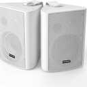 STUDIOFINIX 5.25 Inch 300W Indoor/Outdoor Bluetooth 5.1 Waterproof Wall-Mounted Speakers, Wireless Multi-Speaker Sync with IR Remote, for Patio, Garage, Home, Backyard(501BLE,White,Pair)