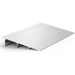 Door Threshold Ramp 3" Rise Door Ramp Aluminum Entry Ramp or Doorways Rated 800 lbs Load Capacity forWheelchair Scooters Power Chairs Walkers Metallic (3 Inch (Pack of 1))