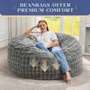 Hobestluk Bean Bag Chairs Beanbag Chair with Filler Adult Bean Bags with Fluffy & Machine Washable Cover, Giant Bean Bag Chairs for Aduts (Grey, 4FT-44" x 44" x 24")