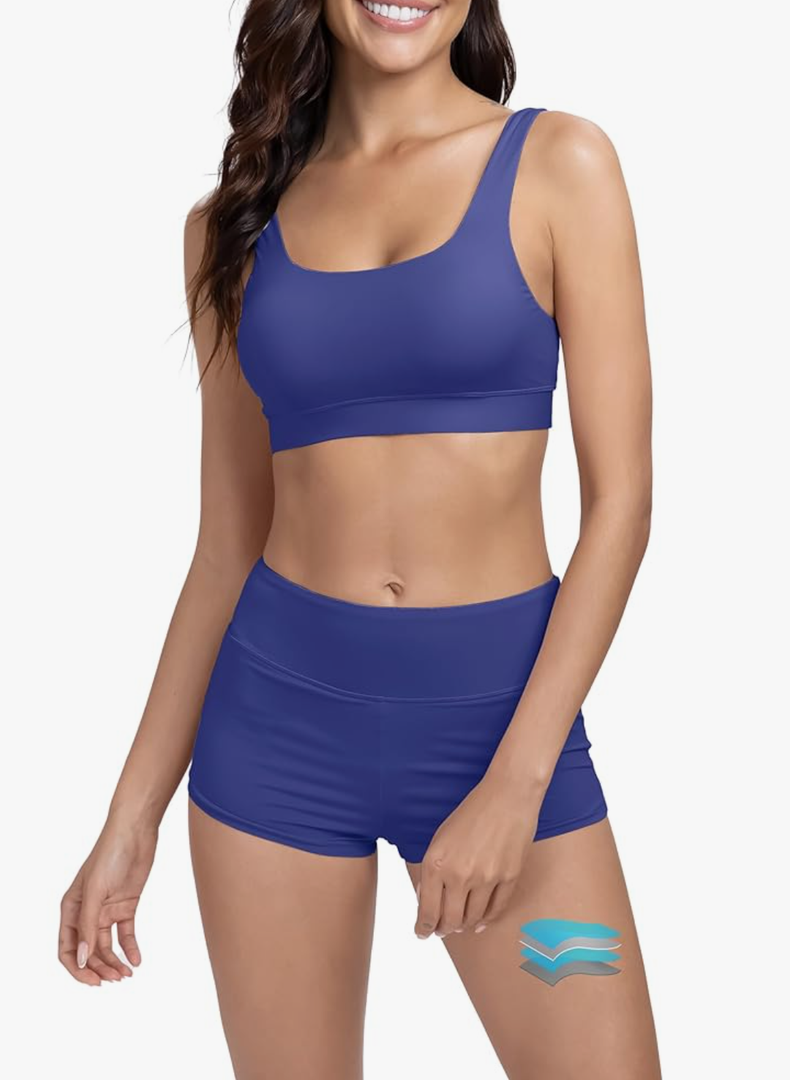 Beautikini Period Swimwear Sporty Bikini Sets Two Piece Menstrual Swimsuits Leakproof Bathing Suit for Teen Girls, XXS