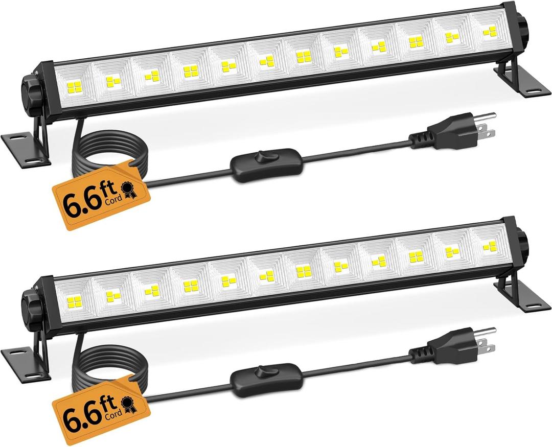 40W LED Shop Lights with 6.6FT Cord, Swtich, 5400LM Plug in Garage Light, 6000K Daylight Work Lights for Garage, Workshop, Warehouse, Indoor (2 Pack)