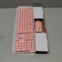 RedThunder K10 Wireless Gaming Keyboard and Mouse Combo, LED Backlit Rechargeable 3800mAh Battery, Mechanical Feel Anti-ghosting Keyboard + 7D 3200DPI Mice for PC Gamer (Pink)