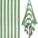 HENBAY Large Oversized Beach Towel - 35 x 70 Inch Microfiber Pool Towel, Green Striped Quick Dry Cabana Swim Towel