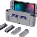 PlayVital AlterGrips Protective Slim Case for Nintendo Switch OLED, Ergonomic Grip Cover for Joycon, Dockable Hard Shell for Switch OLED w/Thumb Grip Caps & Button Caps