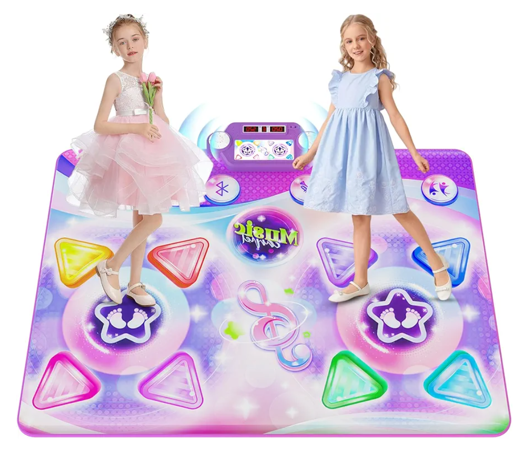 Mileonaim Dance Mat Toy Gift for Kids Ages 3 4 5 6 7 8 9 +, 2 Player Electronic Dance Pad with Music & Lights, for Boys and Girls Fun Floor Game for Birthdays, Christmas, Active Play at Home