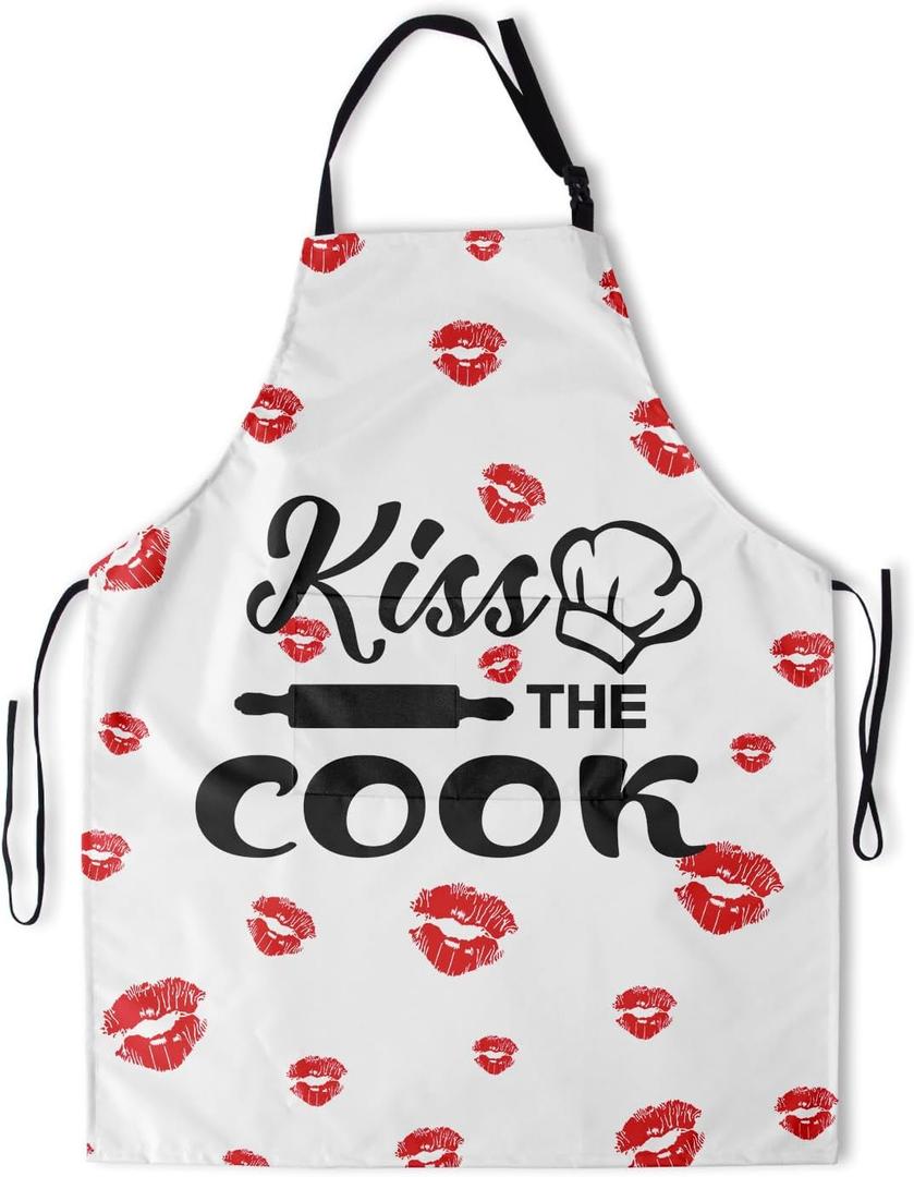 Imiss Waterproof Stain-Resistant Cooking Chef Aprons for Grill BBQ Baking 27 X 31 Inch (Kiss the Cook)
