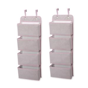 Delta Children 4 Pocket Over The Door Hanging Organizer - 2 Pack, Easy Storage/Organization Solution - Versatile and Accessible in Any Room in the House, Pink