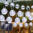 LORRYTE 2-Pack 72FT 120 LED Crystal Globe Solar String Lights Outdoor, Waterproof Solar Lights for Outside, 8 Lighting Modes Patio Decor for Garden Yard Porch Wedding Party(Cool White) (2 Pack-120LED(Solar))