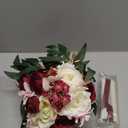 Rinlong 9" Burgundy Wedding Bouquet for Bride Fall Bridal Bouquet Artificial Flowers Marsala Red Silk Bouquet for Wedding (one)