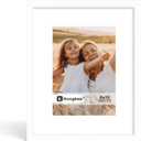 Hongkee 8x10 Picture Frame, Made of Solid Wood with Real Glass, Display Pictures 5x7 with Mat or 8 x 10 without Mat - Wall and Tabletop (White, 1 Pack)