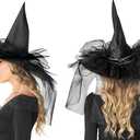 Rubies Deluxe Witch Hat with Tulle for Adults, Women's No Size (Black)