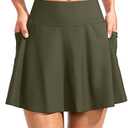 Kayrth Women's High Waisted Swim Skirt with Zipper Pockets Tummy Control Bathing Suit Swimsuit Tankini Bottoms M