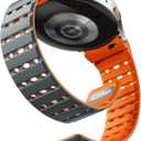 Bandletic Magnetic Silicone Band Compatible with Samsung Galaxy Watch 7 6 5 4 FE 40mm 44mm/for Galaxy Watch 6 4 Classic 43mm 47mm 42mm 46mm/Watch 5 Pro 45mm, 20mm No Gap Sport Strap for Men Women (Gray/Orange)