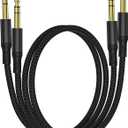 Elebase 1/4 Inch TRS Instrument Cable 3.3ft 2Pack,Straight 6.35mm Male Jack Stereo Audio Interconnect Cord,6.35mm Balanced Line for Electric Guitar,Bass,Keyboard,Mixer,Amplifier,Amp,Speaker,Equalizer