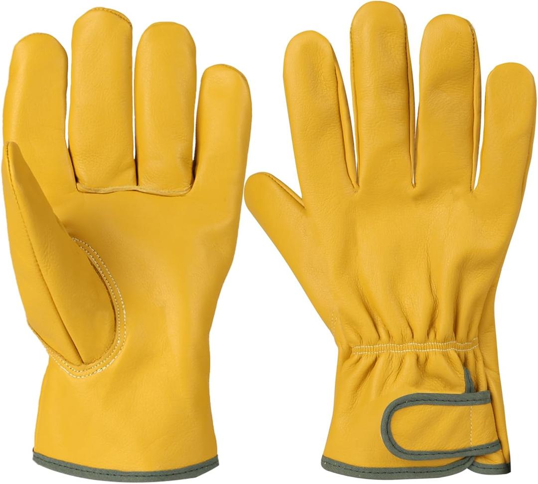 Leather Work Gloves,Gardening Gloves for Men and Women,Leather Work Gloves for Men,Cowhide Gloves,Welding Glove (M)