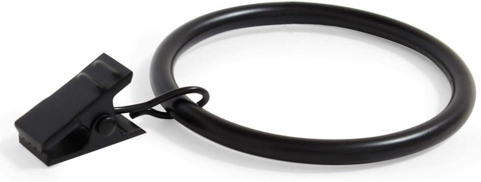 Ivilon Curtain Rings - Set of 14 Decorative Drapery Clip with Strong Clips 2" Diameter Color Black