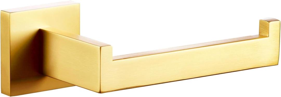 KOKOSIRI Gold Toilet Paper Holder Toilet Roll Holder for Bathroom Kitchen Washroom T-304 Stainless Steel Wall Mounted, Gold Finish, B2003BG (Without Shelf(1 Pack))