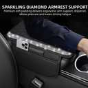 NBTEPEM Bling Car Center Console Cover, Leather Car Arm Rest Cover Cushion with 2 Storage Bags, Universal Auto Armrest Protector Storage Box, Bling Accessories Interior for Most Vehicles (Silver)