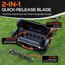 TIECTOWN 16-Inch 15.5 Amp 2-in-1 Electric Dethatcher and Scarifier with 14.5-Gallon Collection Bag, Lawn Dethatcher with 5-Position Depth Adjustment, Blade Replacement Without Tool - Orange