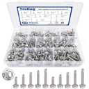 450PCS Self Tapping Screws for Metal, 410 Stainless Steel Self Drilling Screws #8#10 Hex Head Sheet Metal Screws Assortment Kits, Length 1/2"" to 1-1/4'' (Silver)