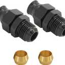 8AN Male Flare to 3/8" Fuel Hardline Tube Fitting Adapter Connector Aluminum Alloy Black Anodized 2Pcs