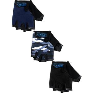 3 Pairs Kids Bike Gloves Kids Half Finger Fingerless Workout Gloves Non-Slip Gel for Bike Motorcycle (5 - 8 Years)