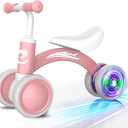 Baby Balance Bike for 1 Year Old Boys Girls, Toddler First Bike with 4 Colorful Lighting Wheels | 10-36 Month Toddler Balance Bike | First Birthday Gifts (Baby Pink)